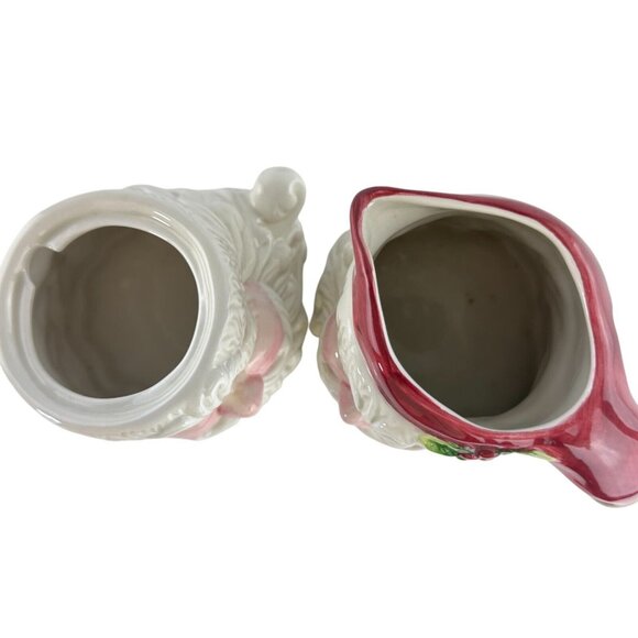 Vintage Santa Head Ceramic Christmas Creamer & Sugar Bowl Set With Lid - Picture 4 of 14